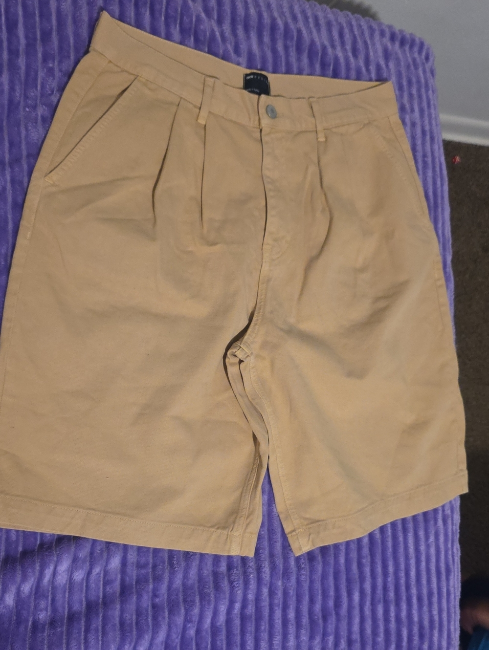 ASOS Tan Pleated Flat Front Chino Shorts